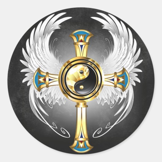 デビンエジプト金ゴールド陰陽記号 ラウンドシール (正面)