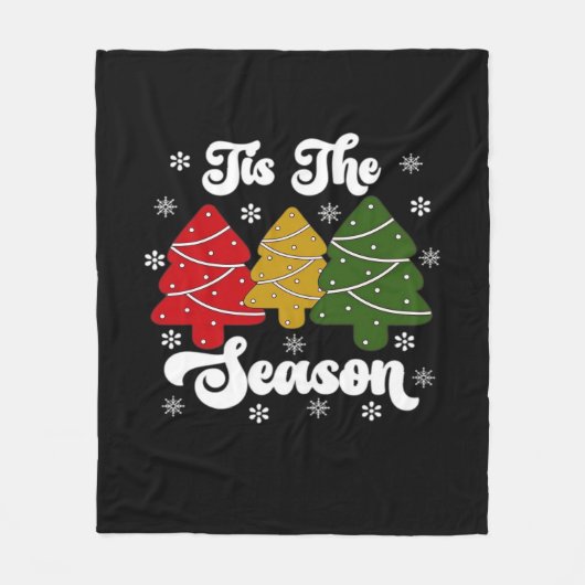 デビーのクールなクリスマスツリー デザインTシャツ おしゃれ ユニーク フリースブランケット (正面)