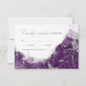 デビーU-W大理石グリッター結婚ズプラムSLVR ID644 出欠カード (正面)