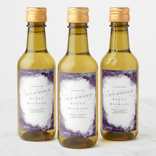 デビーU-W大理石グリッター結婚ズID644 ワインラベル (ボトル)