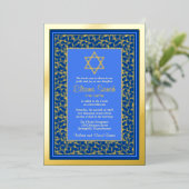 デビ実在ッドバルミツワーのゴールドフォイルブルースター 箔招待状 (立ち正面)