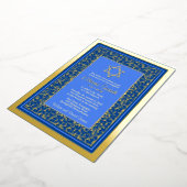 デビ実在ッドバルミツワーのゴールドフォイルブルースター 箔招待状 (回転した状態)