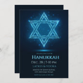 デビ白熱［赤熱］光を放つッド・ハヌカーパーティーのエレクトリック・スター 招待状 (正面/裏面)