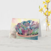 デブラリーBaldwin著Echeveriaの水彩画カード カード (黄色い花)