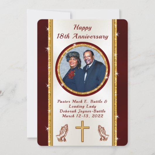 デブラ・バトル 18周年教会記念日招待状 招待状 (正面)