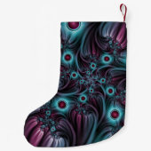 デプスブルーピンク抽象芸術のフラクタルアート名 スモールクリスマスストッキング (裏面)