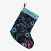 デプスブルーピンク抽象芸術のフラクタルアート名 スモールクリスマスストッキング (正面 (吊り時))