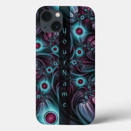 デプスブルーピンク抽象芸術のフラクタルアート名 iPhone 13ケース