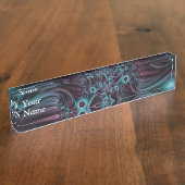 デプスブルーピンク抽象芸術フラクタルアート文字 デスクネームプレート (側面)