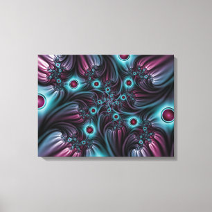 デプスブルーピンク抽象芸術フラクタル三段脈 キャンバスプリント