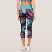 デプスブルーピンク抽象芸術フラクタル カプリレギンス (裏面)