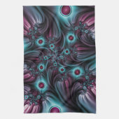 デプスブルーピンク抽象芸術フラクタル キッチンタオル (縦)