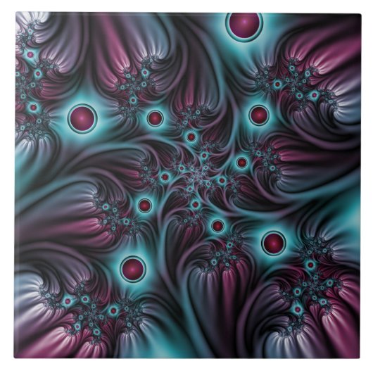 デプスブルーピンク抽象芸術フラクタル タイル (正面)