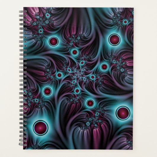 デプスブルーピンク抽象芸術フラクタル プランナー手帳 (正面)