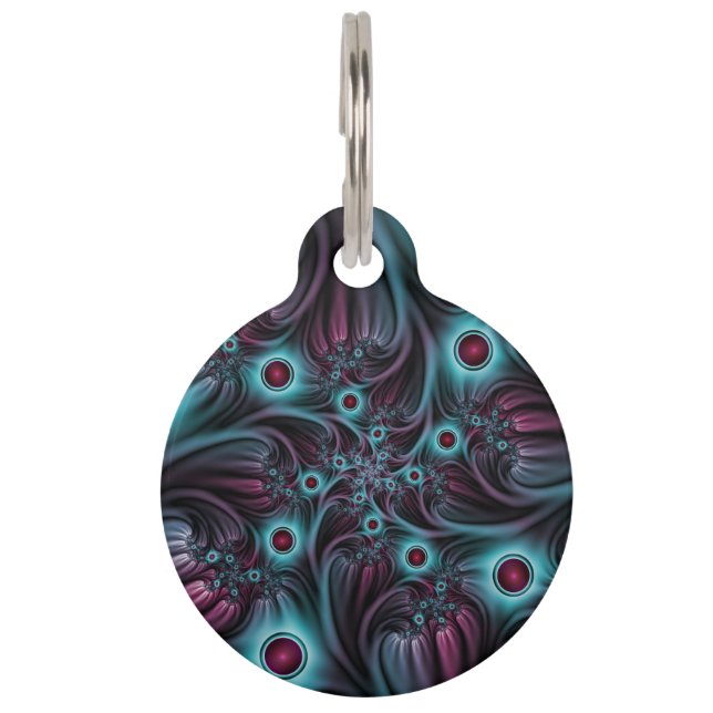 デプスブルーピンク抽象芸術フラクタル ペット　ネームタグ (正面)