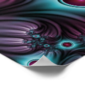 デプスブルーピンク抽象芸術フラクタル ポスター (角)