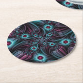 デプスブルーピンク抽象芸術フラクタル ラウンドペーパーコースター (アングル)