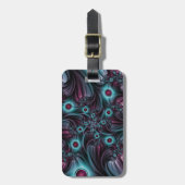 デプスブルーピンク抽象芸術フラクタル ラゲッジタグ (正面縦)