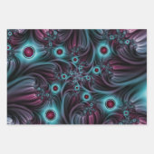 デプスブルーピンク抽象芸術フラクタル ラッピングペーパーシート (正面)