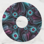 デプスブルーピンク抽象芸術フラクタル ワイングラスタグ (正面)