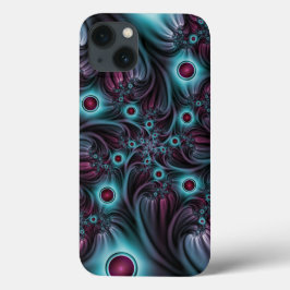 デプスブルーピンク抽象芸術フラクタル iPhone 13ケース