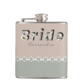 デボス3Dかわいいレトログリーンホワイトブライド フラスク (正面)