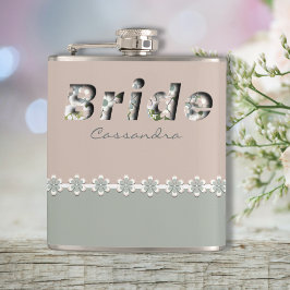 デボス3Dかわいいレトログリーンホワイトブライド フラスク