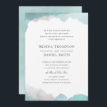 デボネアターコイズ結婚式招待状 招待状<br><div class="desc">Shelby Allisonがデザインした白い背景に軽いターコイズの水絵を描色を縁どに特色づけるエレガントな結婚式の招待デザイン。</div>