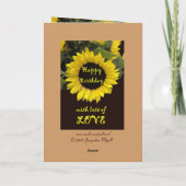 デボラ名前をカスタムするハッピーバースデーひまわり カード (裏面)
