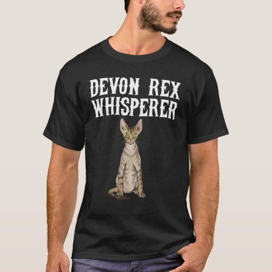 デボンレックスのささやき手 楽しい猫好きギフト Tシャツ (正面)