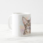 デボンレックスの猫の水彩画肖像画 コーヒーマグカップ (正面左)