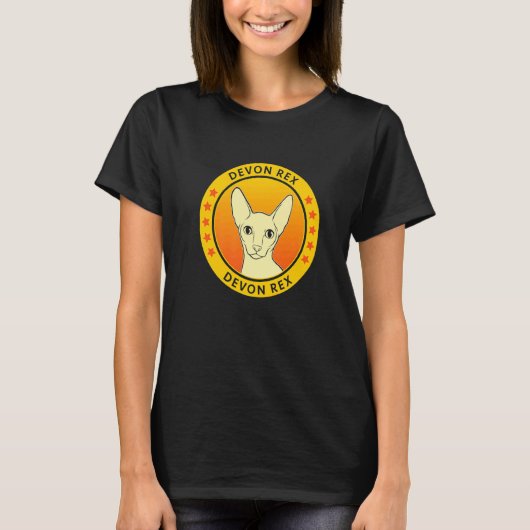 デボンレックスの猫の肖像画 Tシャツ (正面)