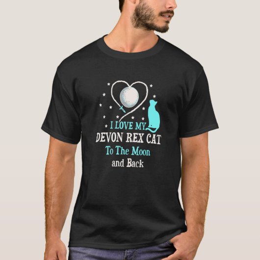 デボンレックスの猫を月まで愛してる 猫 キティ Tシャツ (正面)