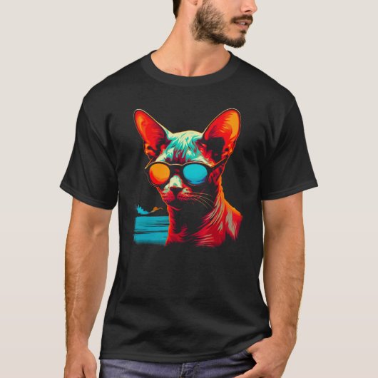 デボンレックスの猫ビーチパーティー Tシャツ (正面)