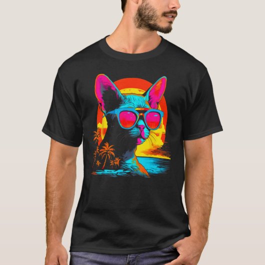デボンレックスの猫ビーチ Tシャツ (正面)