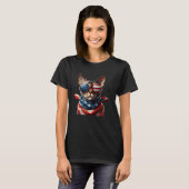 デボンレックスの猫 7月4日 独立記念日 オーナー アメリカ Tシャツ (正面フル)