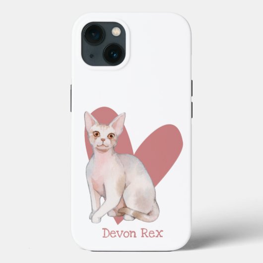 デボンレックスキャットウォーター色子猫ピンクハート Case-Mate iPhoneケース (裏面)