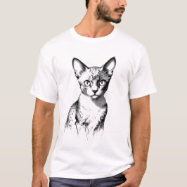 デボンレックス猫のスケッチ メンズTシャツ Tシャツ