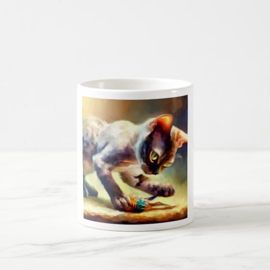 デボンレックス猫 コーヒーマグカップ (中央)