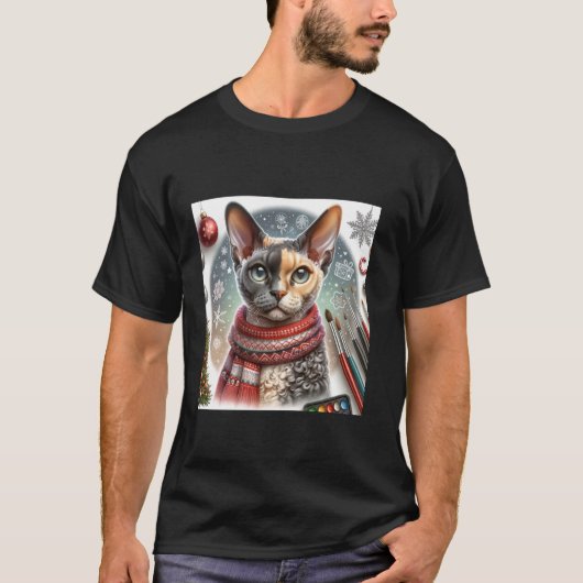 デボンレックス クリスマス 猫 Tシャツ アパレル festive (正面)