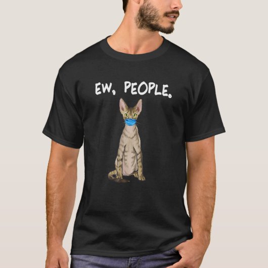デボンレックス 猫がマスクをしている 嫌な人 Tシャツ (正面)