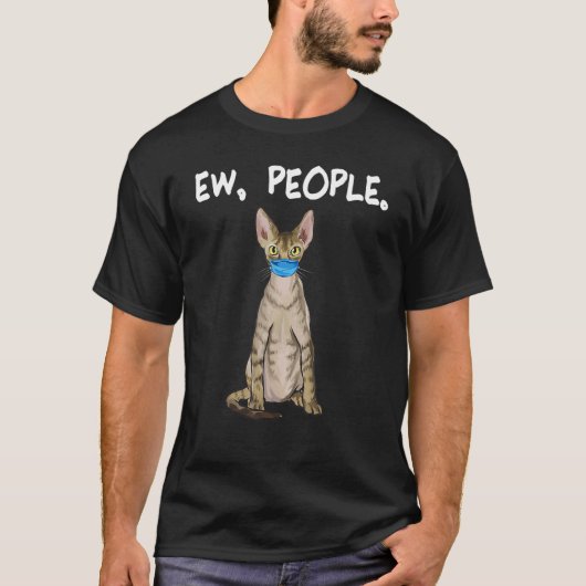 デボンレックス 猫嫌い 人々 おもしろ猫 マスク姿 Tシャツ (正面)