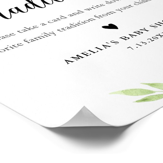 デボン家族の伝統ベビーシャワーのサイン ポスター (角)