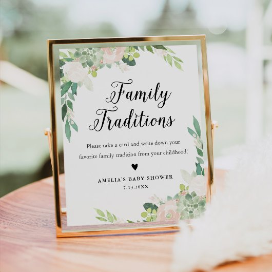 デボン家族の伝統ベビーシャワーのサイン ポスター