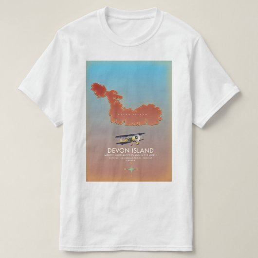 デボン島、カナダの地図 Tシャツ (デザイン正面)