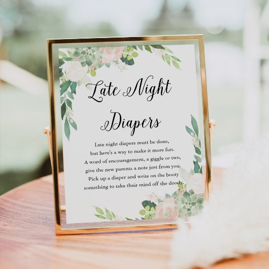 デボン深夜おむつ赤ちゃんシャワーサイン ポスター