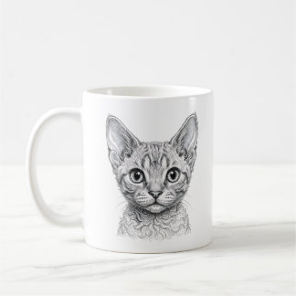 デボン・レックスの子猫マグカップ - インクイラスト コーヒーマグカップ