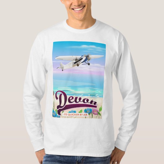 デボン ヴィンテージ 飛行 旅行 ポスター Tシャツ (正面)