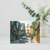 デボン、市内中心部の家、ヴィンテージ旅行 ポストカード (スタンド正面)