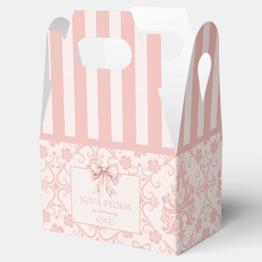 デマスクパーソナライズされた赤面ピンクコケット誕生日 フェイバーボックス (オープン)